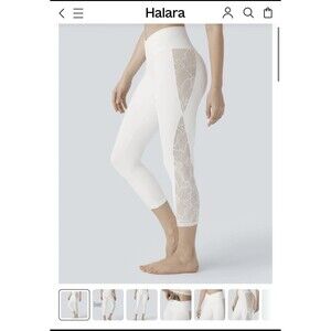 HALARA Softlyzero High Waisted Crossover Contrast Lace Capri Leggings UPF50+ 2X